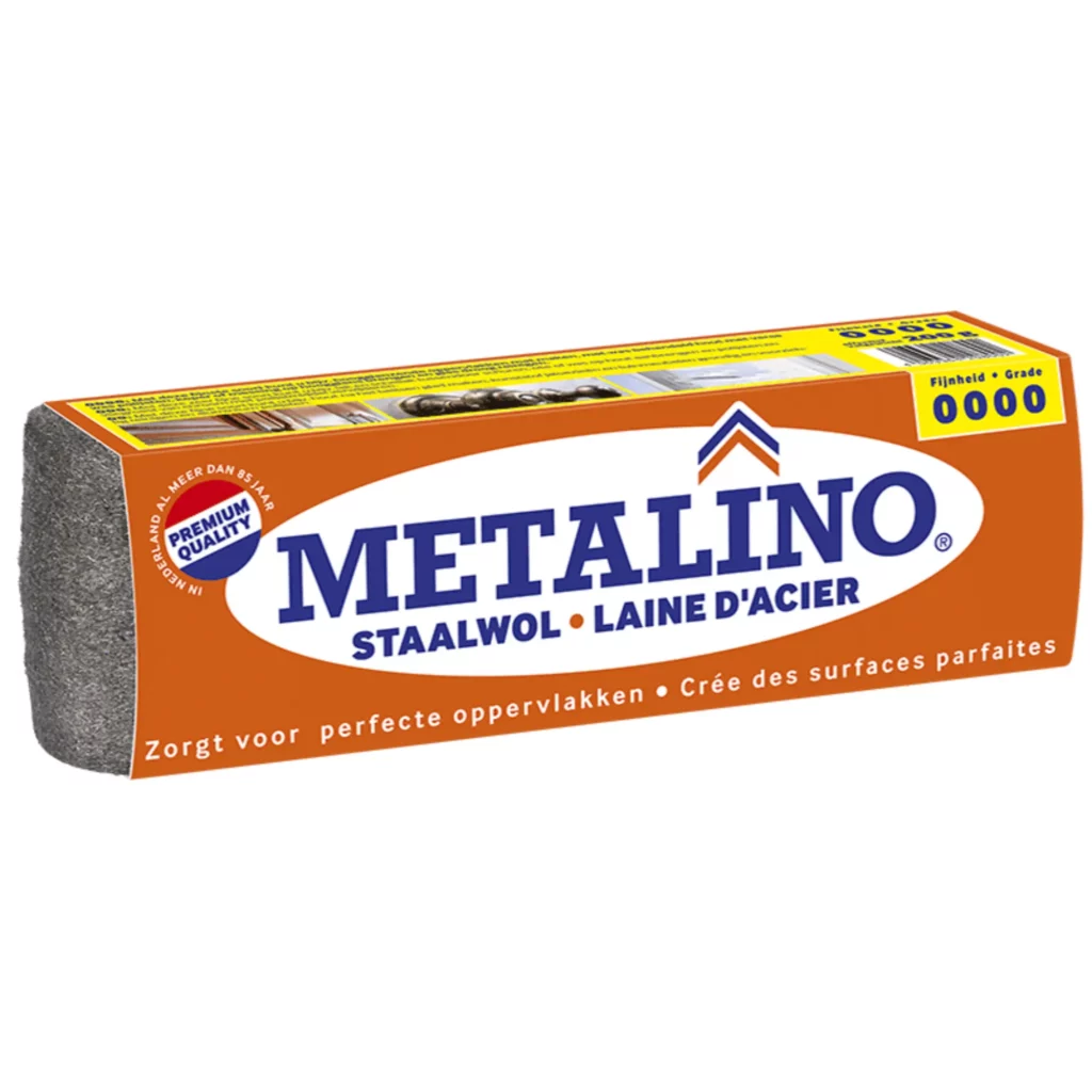Boîte de laine d'acier Metalino grade 0000 ultra-fine pour métaux.