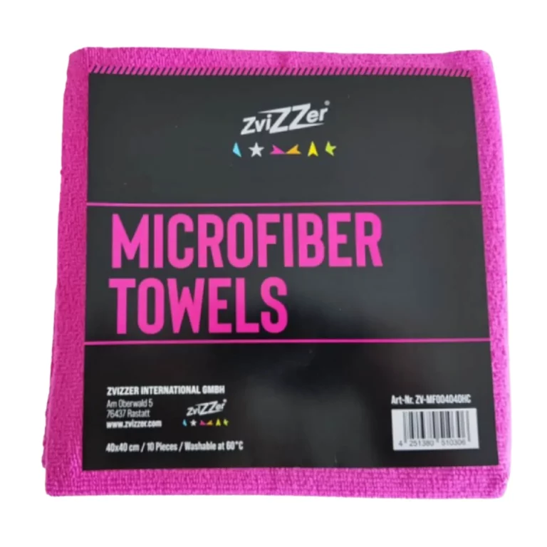 Pack de microfibres roses ZviZZer 40x40cm pour essuyage de polish.