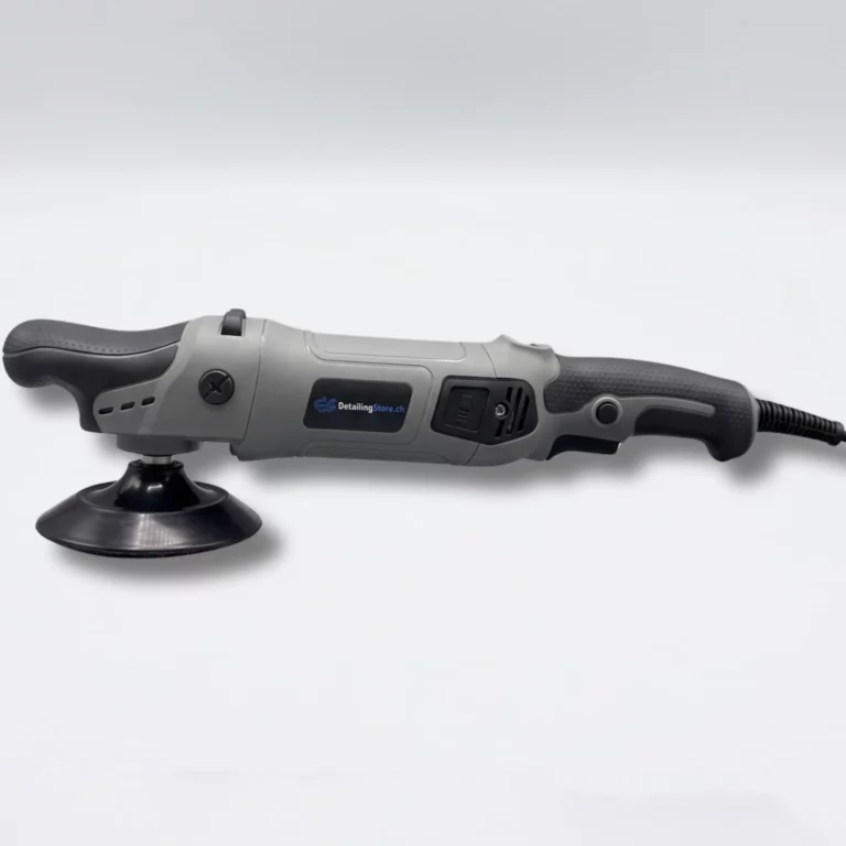 Polisseuse rotative professionnelle en action sur carrosserie pour luster et correction peinture intense – detailingstore.ch, livraison Suisse